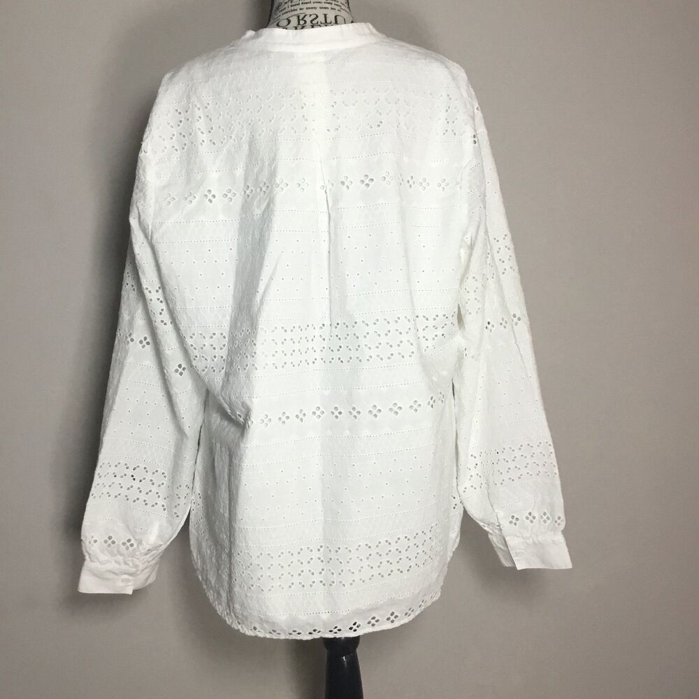 100% cotton eyelet lace top Soft Surroundings white long sleeve hippie fairy XL - Picture 5 of 6